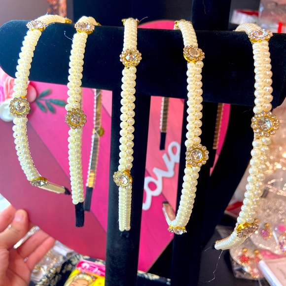 Women Girls Headbands White Faux Pearl Bridal Hair Hoop Wedding Hair Accessories - Picture 1 of 3